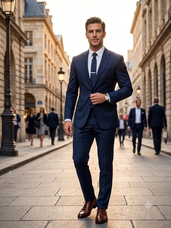 Other - Z Zegna Mens Suit 2 Piece Navy Blue 48R US 38R Slim Fit Drop 8 Wool Mohair Luxe
